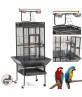 Open Play Top Parrot Bird Cage For Cockatiels, Parakeets, Conure, Lovebird - Black